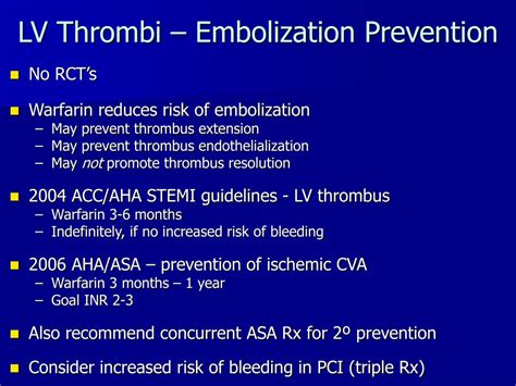 lv thrombus prevention guidelines